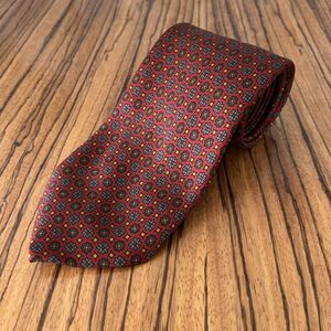 Vintage Luciano Barbera Tie Burgundy Flower Print 100% Silk Made in Italy